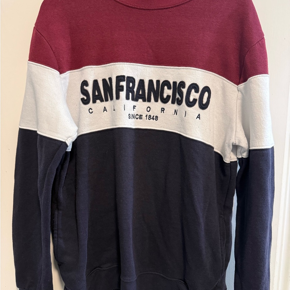 San Francisco Colorblock Sweater - Burgundy, White, and Navy